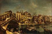 Workshop of Michele Marieschi The Rialto Bridge from the Riva del Vin oil painting artist